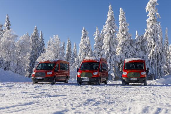 3 Bullis von Rucksack Reisen in Winterlandschaft