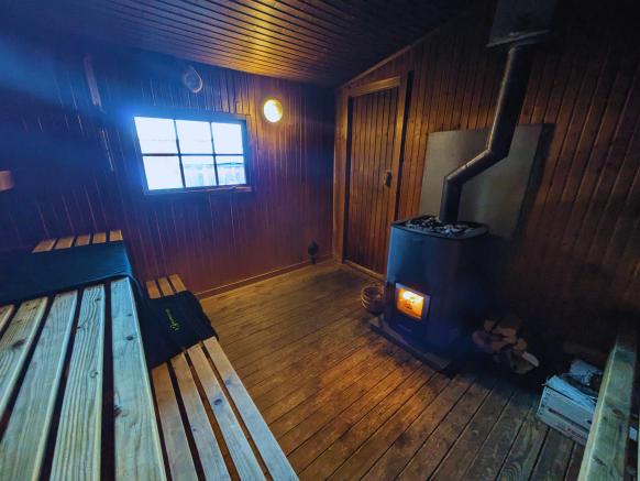 Innenaufnahme der Sauna im Wintercamp Idre